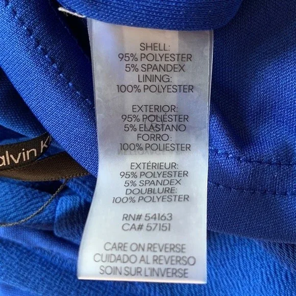 NWOT CALVIN KLEIN | Women's Ruched Waist‎ Surplice Neck Dress in Regatta Blue - Picture 5 of 6